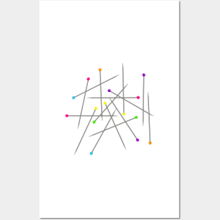 colorful scattered sewing pins Posters and Art